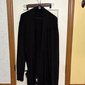 Laura Scott Black Ribbed Open Cardigan